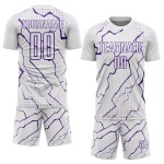 Uniform Sublimation White Purple Custom Sports Soccer Jersey Lightning Uniform Sublimation White Purple Custom Sports Soccer Jersey Lightning