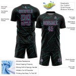 Jersey Soccer Sports Uniform Black Custom Teal-Pink Sublimation Lightning
