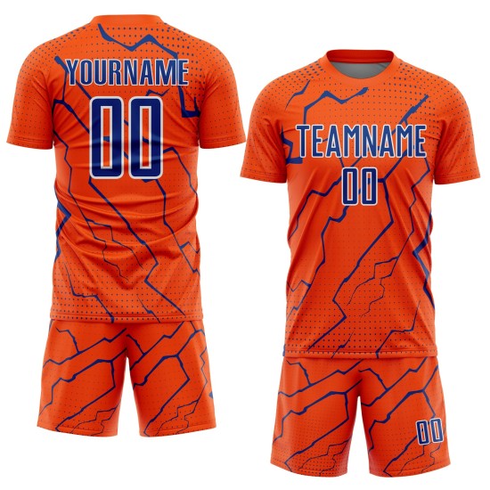 Uniform Royal-White Soccer Lightning Sports Sublimation Orange Custom Jersey Uniform Royal-White Soccer Lightning Sports Sublimation Orange Custom Jersey