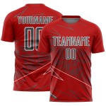 Red Jersey Steel Uniform Sports Sublimation Custom Soccer Lines Gray-White
