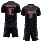 Soccer Purple-Yellow Jersey Uniform Lightning Black Sublimation Custom Sports Soccer Purple-Yellow Jersey Uniform Lightning Black Sublimation Custom Sports